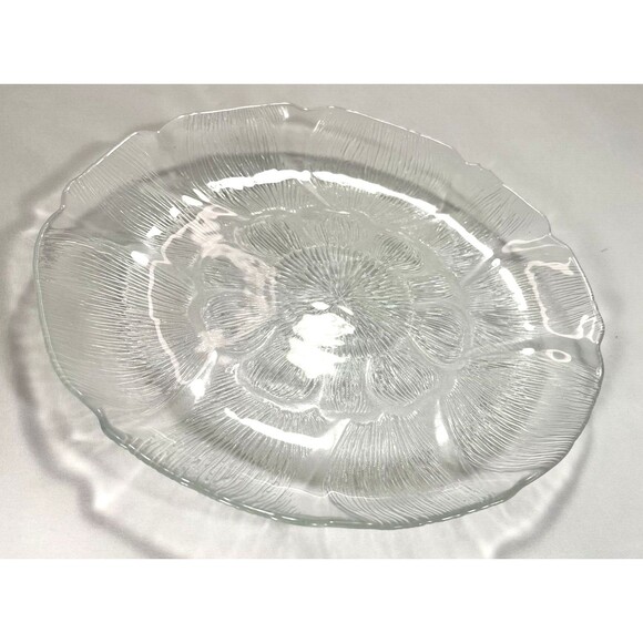 Arcoroc France Salad & Dessert Plate Sunflower Design Clear Glass Set of 12 - Picture 4 of 16